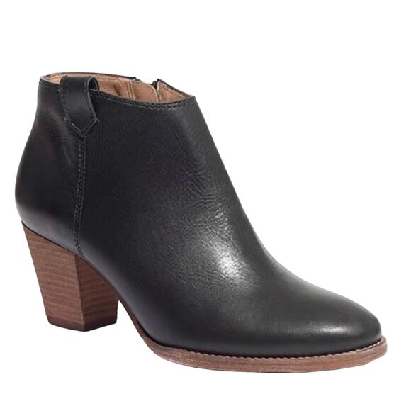 Madewell Women The Billie Black Side Zipper Leather Ankle Bootie Size 8 - Picture 1 of 8